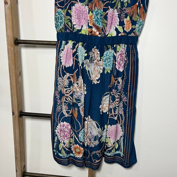 Moulinette Soeurs Mable Blue‎ Floral Silk Dress Size Small - Picture 4 of 8